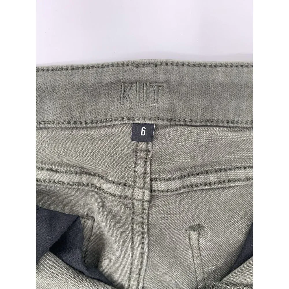 KUT From The Kloth Army Green High Rise Ankle Skinny Stretch Womens Jeans Size 6
